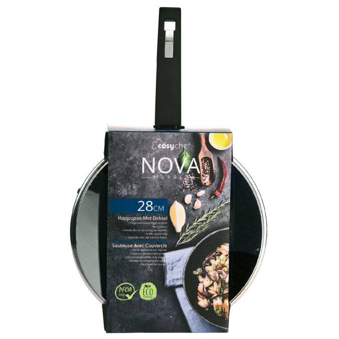 Cosy Chef Nova Marble Hapjespan met Deksel 28cm - Afbeelding 2