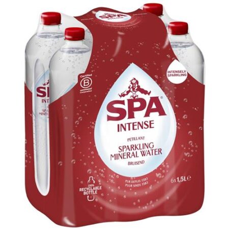 Spa Intens Bruisend Mineraal Water 6 x 1,5L PET - Bruiswater - Spuitwater - Spa Rood