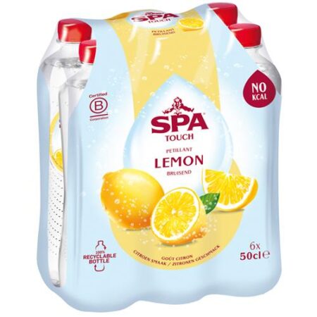 Spa Touch Lemon – Gearomatiseerd Water – Citroensmaak – Bruisend – 6 x 50cl