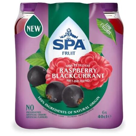 Spa Fruit Raspberry & Blackcurrant – Limonade – Framboos & Zwarte bes Smaak – Niet-Bruisend – 6 x 40cl