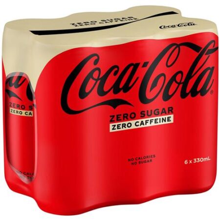 Coca Cola Zero Sugar Zero Caffeïne 6 x 330ml - Sleek Blikjes - Zonder Caffeïne