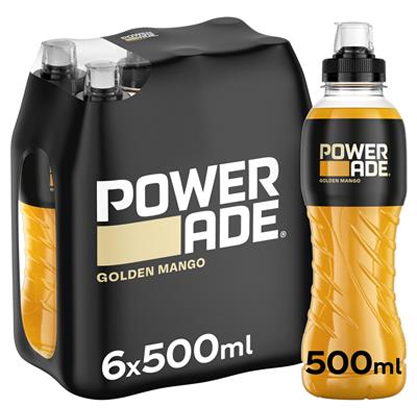 Powerade Golden Mango 6 x 0,5L – Isotone Sportdrank in PET-fles