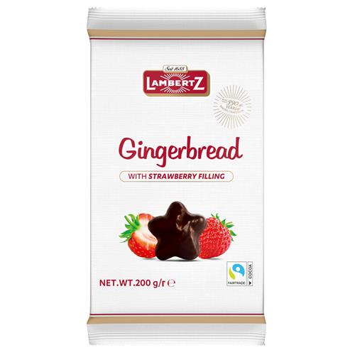 Lambertz Peperkoeksterren met aardbei jam 200g