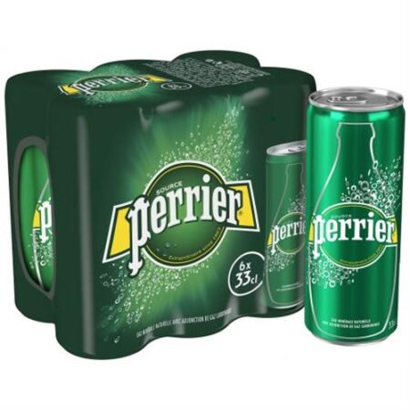 Perrier Bruisend Mineraalwater 6x33cl - Sleek Blikjes - Spuitwater - Bruiswater