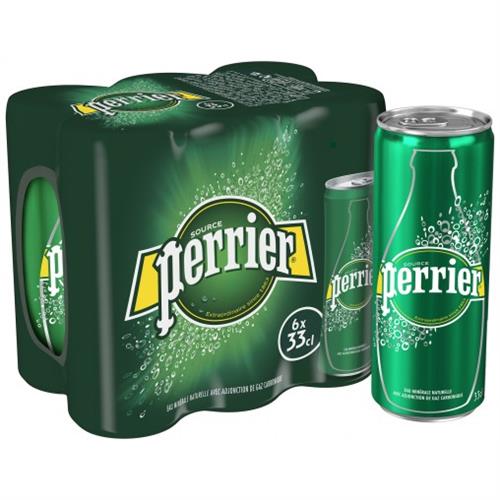 Perrier Bruisend Mineraalwater 6x33cl - Sleek Blikjes - Spuitwater - Bruiswater