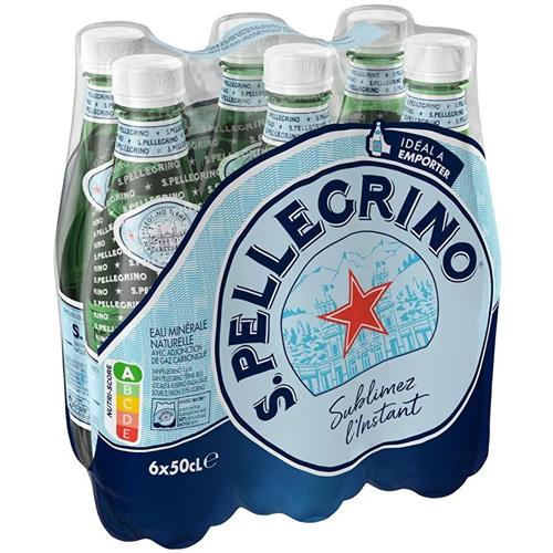 S.Pellegrino Bruisend Natuurlijk Mineraalwater 6 x 50cl PET - Bruiswater - Spuitwater