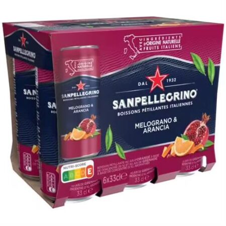 San Pellegrino Melograno & Arancia 6 x 33cl - Sleek Blikjes - Granaatappel & Sinaasappel - Limonade