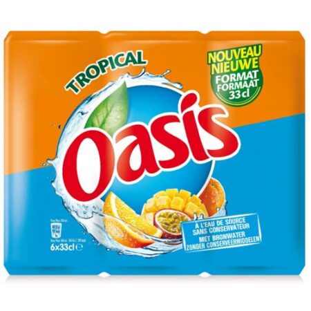 Oasis Tropical 6x33cl - Sleek Blikjes - 6-Pack - Tropisch Fruit Smaak
