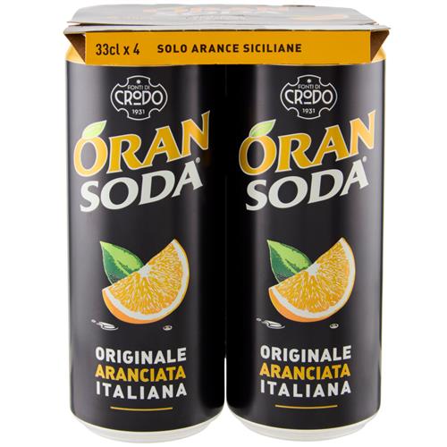 Oran Soda 4×33cl Blikjes | Sprankelende Aranciata uit Italië
