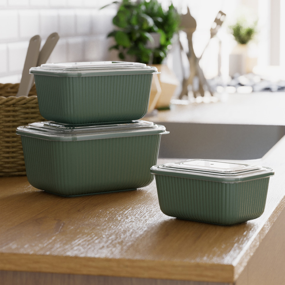 Dunya Snaplid Line Bewaardozen Set 3 Stuks – 600/1100/1800ml - Afbeelding 2