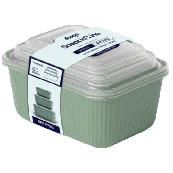 Dunya Snaplid Line Bewaardozen Set 3 Stuks – 600/1100/1800ml - Afbeelding 4