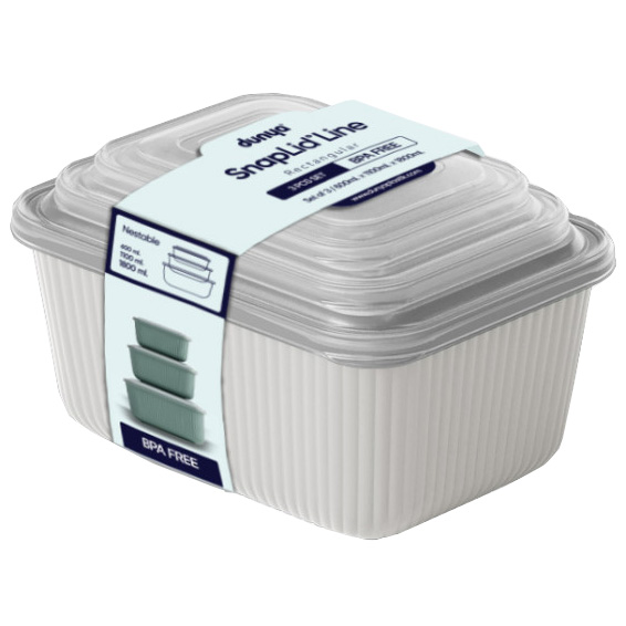 Dunya Snaplid Line Bewaardozen Set 3 Stuks – 600/1100/1800ml - Afbeelding 5