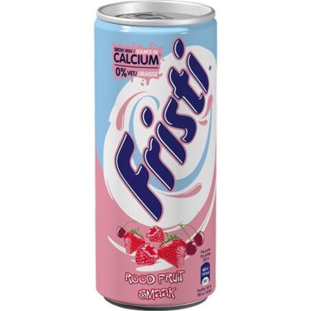 Fristi Yoghurtdrank Rode Vruchtensmaak 25cl - Blikje - 0% Vet - Bron Van Calcium
