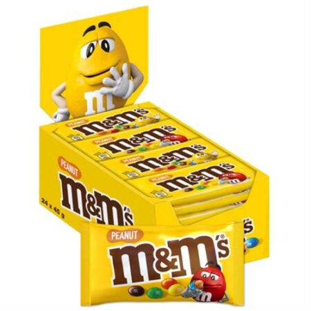 M&M’s Peanuts 24 x 45g – Krokante Chocolade met Pinda’s in Bulkverpakking