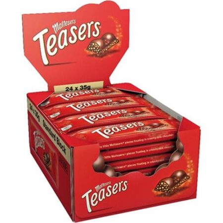 Maltesers Teasers 24 x 35g - Display Verpakking - Chocoladereep Met Krokante Vulling - 24 Zakjes - Apart Verpakt