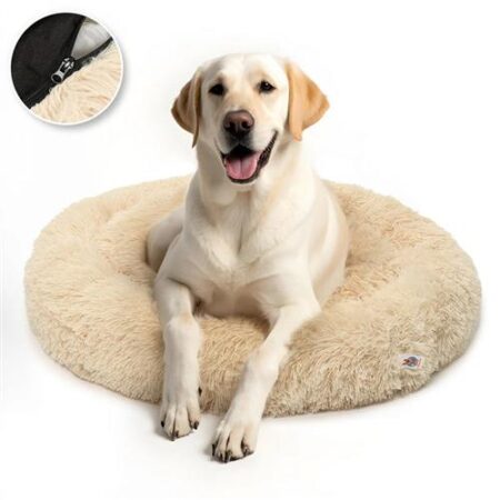 Pet Perfect Fluffy Donut Hondenmand - Beige - 100 cm