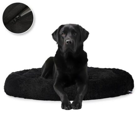 Pet Perfect Fluffy Donut Hondenmand - Zwart - 100 cm