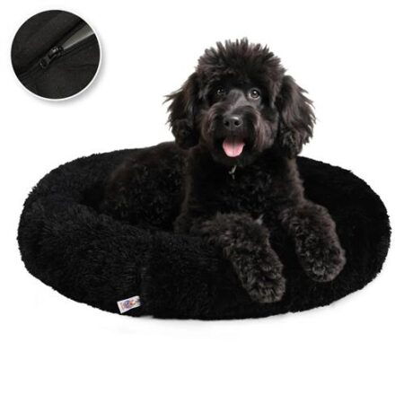 Pet Perfect Fluffy Donut Hondenmand - Zwart - 80 cm