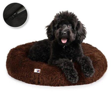 Pet Perfect Fluffy Donut Hondenmand - Bruin - 80 cm