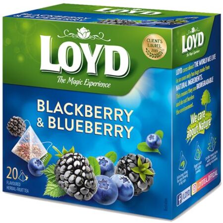 Loyd Fruitthee Blackberry & Blueberry – 20 Pyramide Theezakjes – Braambessen & Blauwe Bessensmaak