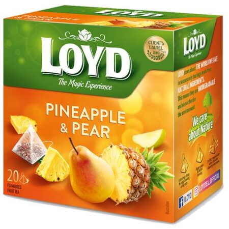 Loyd Fruitthee Pineappel & Pear – 20 Pyramide Theezakjes – Ananas & Peer