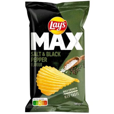 Lays Max Crunch Chips Salt & Black Pepper 185g