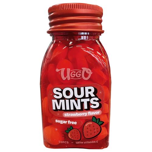 Uggo Sour Mints 45g suikervrij - aardbei