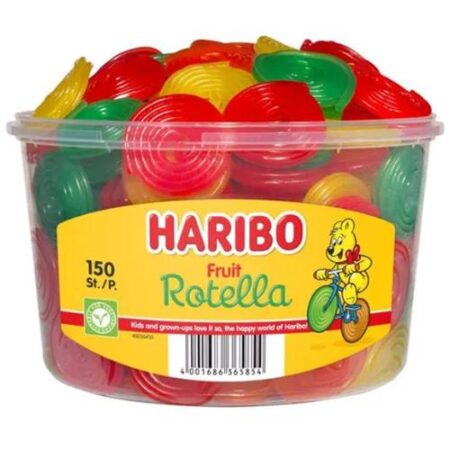 Haribo Rotella Fruit 1,200kg – Fruitgom Snoepjes Met Cola & Fruitsmaak – 150 Stuks – Bulk Snoep