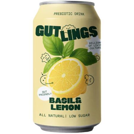 Gut Lings Prebiotic Soda Basil & Lemon 33cl
