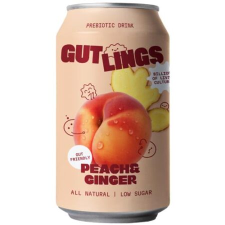 Gut Lings Probiotic Soda Peach & Ginger 33cl