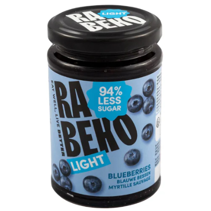 Rabeko confituur light blauwe bessen 235g pot