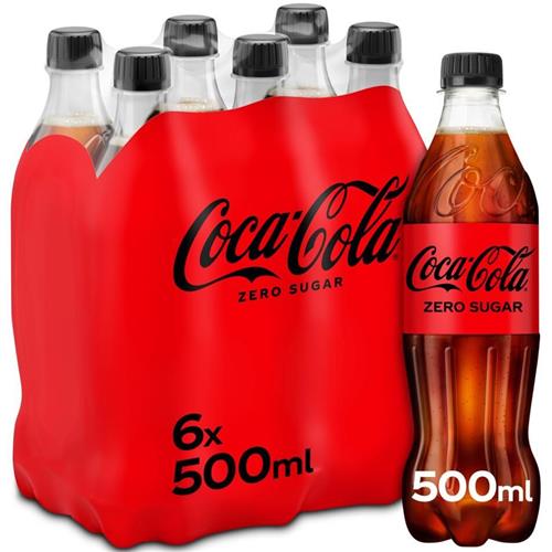 Coca-Cola Zero 6 x 500ml flesjes – PET