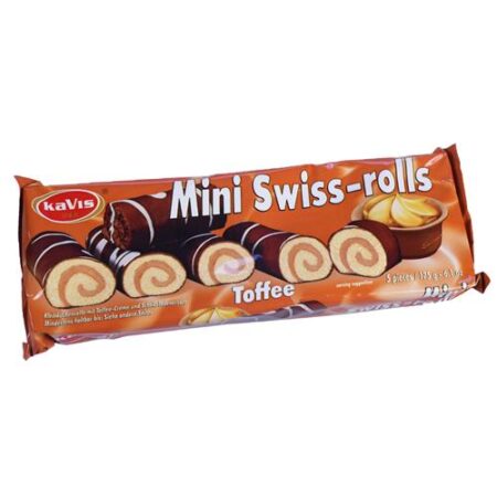 Kavis Mini Swiss Rolls Toffee 175g - Heerlijke Cake Rolletjes met Toffee - 5st