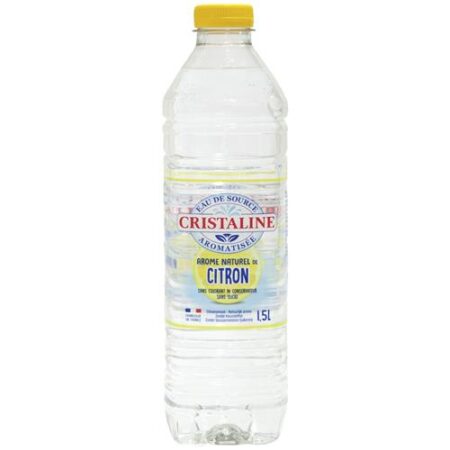 Cristaline Bronwater Citroensmaak – 1,5L – PET – Plat Water Met Natuurlijk Aroma