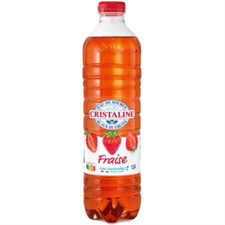 Cristaline Bronwater Aardbeismaak – 1,5L – PET – Plat Water Met Natuurlijk Aroma