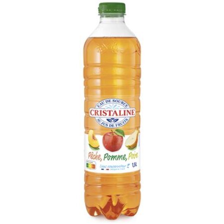 Cristaline Perzik Appel Peer 1,5L – Verfrissend bronwater met fruitige smaak