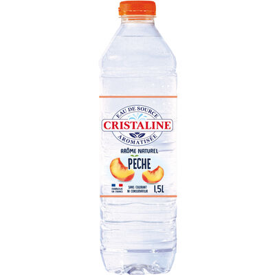 Cristaline Bronwater Perziksmaak 1,5L - PET Fles - Plat Water Met Natuurlijke Aroma