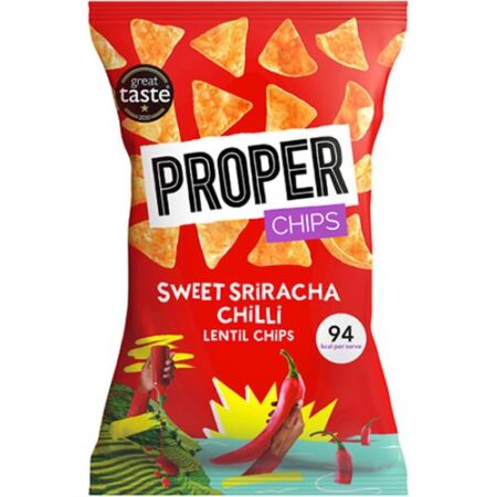 Proper Lentil Chips Sweet Sriracha Chili 85 g – pittige linzenchips