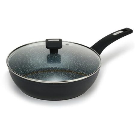 Cosy Chef Nova Marble hapjespan met deksel 28cm zwarte pan met glazen deksel