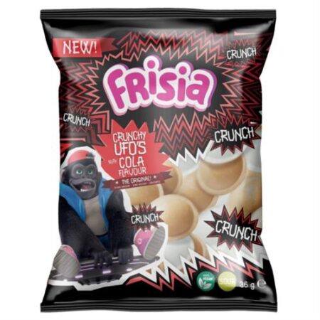 Frisia Crunchy Ufos Cola 36 g – Knapperige UFO-snoepjes met colasmaak