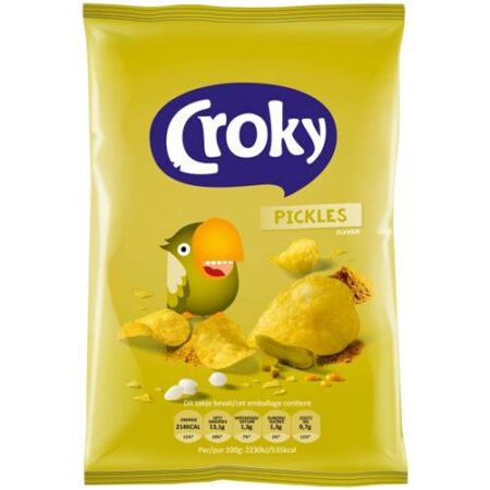 Croky Chips Pickles 40g – Hartige Aardappelchips met Pickles Smaak