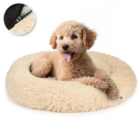 Pet Perfect Fluffy Donut Hondenmand Beige – 80 cm