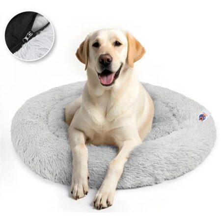 Pet Perfect Fluffy Donut Hondenmand Grijs – 100 cm