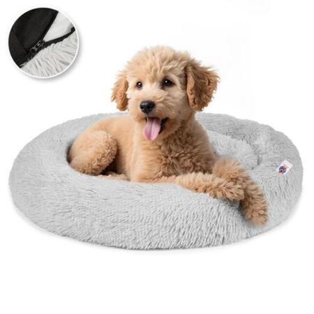 Pet Perfect Fluffy Donut Hondenmand Grijs – 80 cm