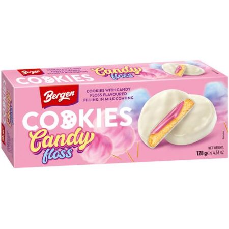 Bergen Cookies Candy Floss 128g – Zachte Koekjes met Suikerspinsmaak