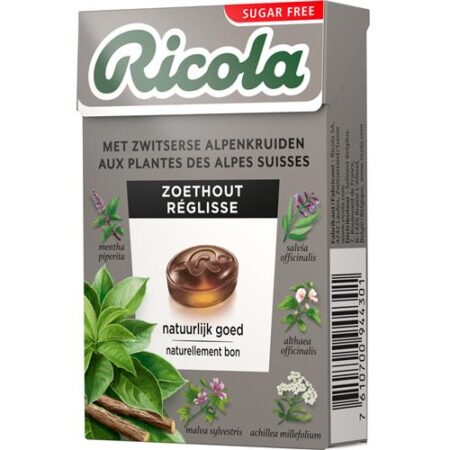 Ricola Zoethout Suikervrij 50g – Kruidenpastilles met natuurlijke extracten