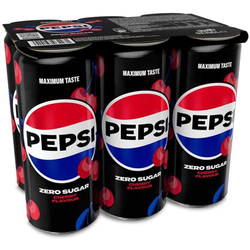 Pepsi Zero Sugar Cherry Sleek 6x33cl - Sleek Blikjes - 6-pack - Kerssmaak
