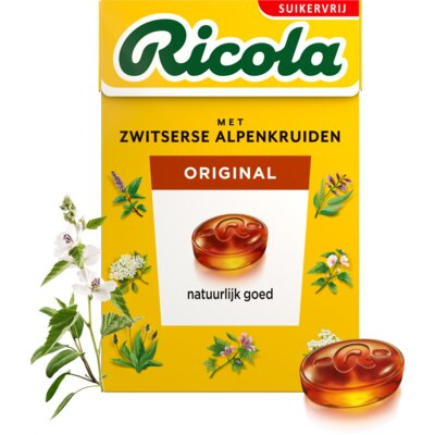 Ricola Original Suikervrij 50g – Klassieke kruidenpastilles met 13 Alpenkruiden