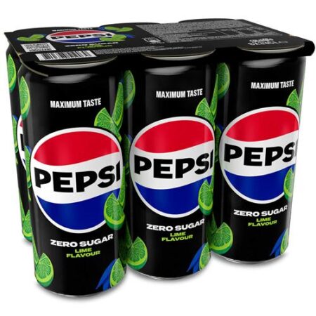 Pepsi Zero Sugar Lime Sleek 6x33cl - Sleek Blikjes - 6-pack - Limoensmaak
