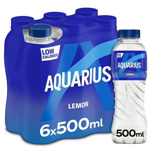 Aquarius Lemon 6 x 50cl – PET Flesjes – Met Vitamine B6 & Citroensmaak – Sportdrank